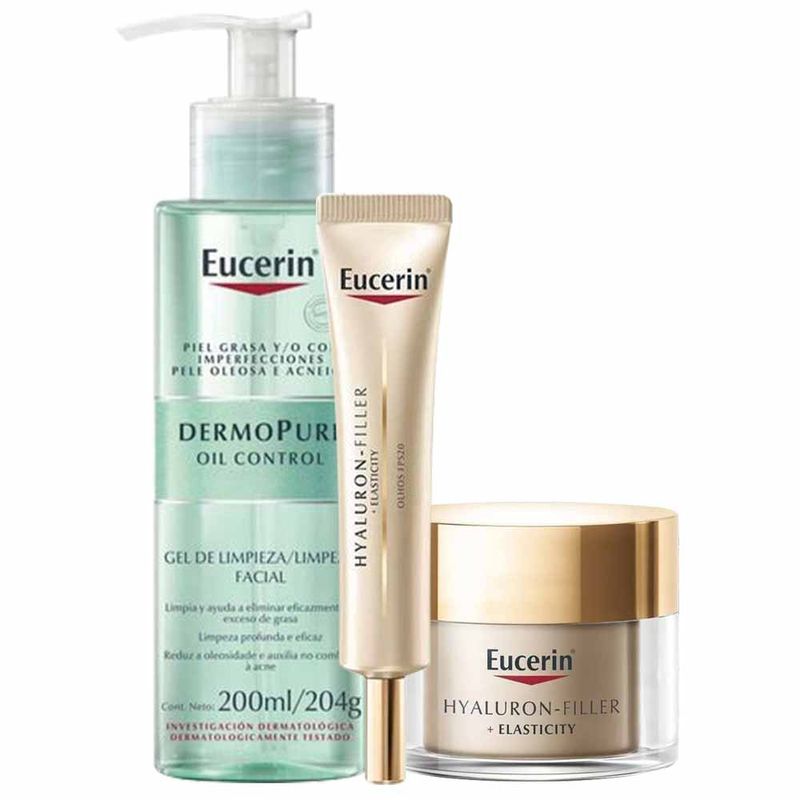 Eucerin Kit - Gel de Limpeza + Creme Anti-idade Olhos + Creme Anti-Rugas Rotina Ação Antirrugas Noite Kit
